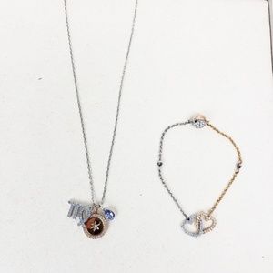 Swarovski zodiac necklace & double heart bracelet